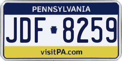 PA license plate JDF8259
