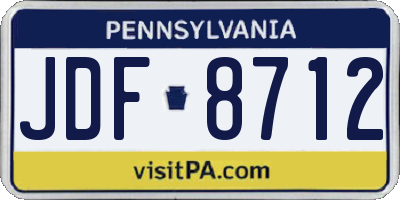 PA license plate JDF8712