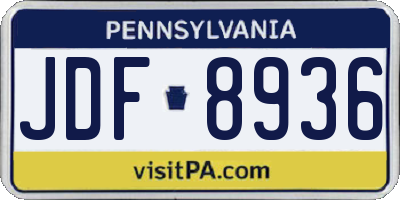 PA license plate JDF8936