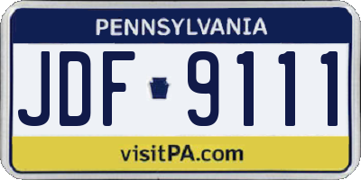 PA license plate JDF9111