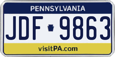 PA license plate JDF9863