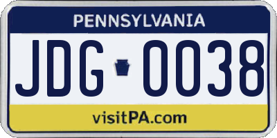 PA license plate JDG0038