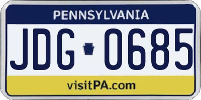 PA license plate JDG0685