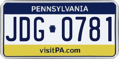 PA license plate JDG0781