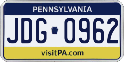 PA license plate JDG0962