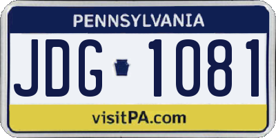 PA license plate JDG1081