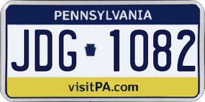 PA license plate JDG1082