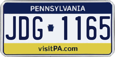 PA license plate JDG1165