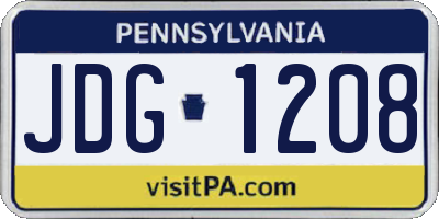 PA license plate JDG1208