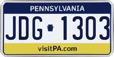 PA license plate JDG1303
