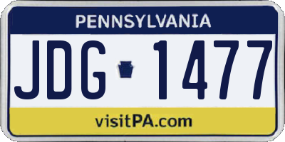 PA license plate JDG1477