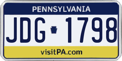 PA license plate JDG1798