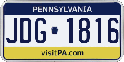 PA license plate JDG1816