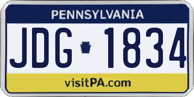 PA license plate JDG1834