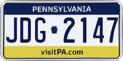 PA license plate JDG2147