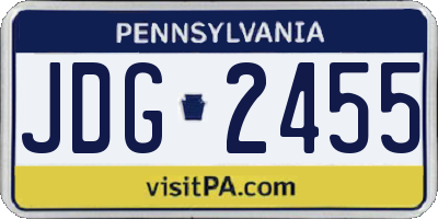 PA license plate JDG2455