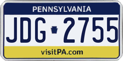 PA license plate JDG2755