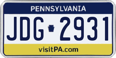 PA license plate JDG2931