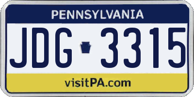 PA license plate JDG3315