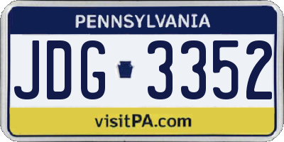 PA license plate JDG3352
