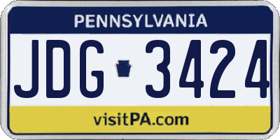 PA license plate JDG3424