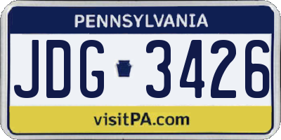 PA license plate JDG3426