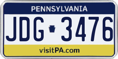 PA license plate JDG3476