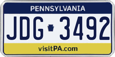 PA license plate JDG3492
