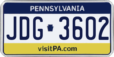 PA license plate JDG3602