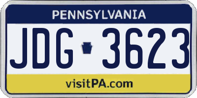 PA license plate JDG3623