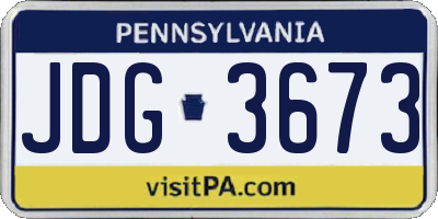 PA license plate JDG3673