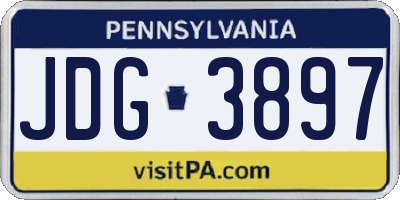 PA license plate JDG3897