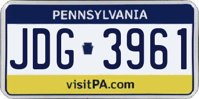 PA license plate JDG3961
