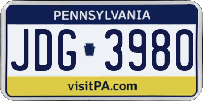 PA license plate JDG3980