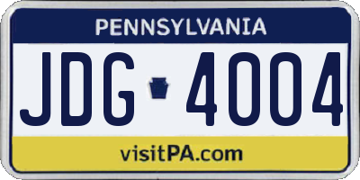 PA license plate JDG4004
