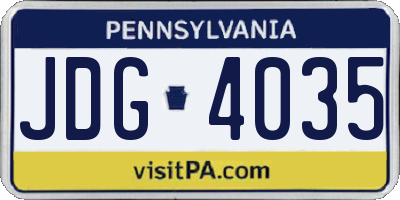 PA license plate JDG4035