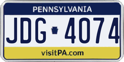 PA license plate JDG4074