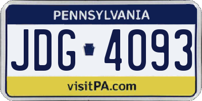 PA license plate JDG4093