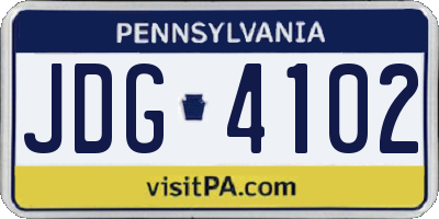 PA license plate JDG4102