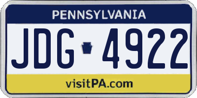 PA license plate JDG4922