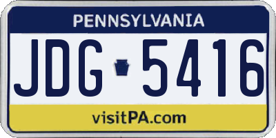PA license plate JDG5416