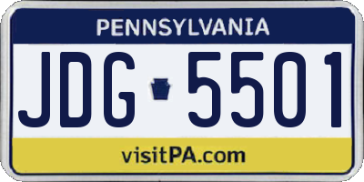 PA license plate JDG5501