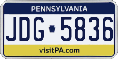 PA license plate JDG5836