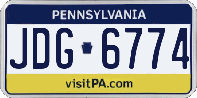 PA license plate JDG6774