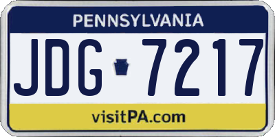 PA license plate JDG7217