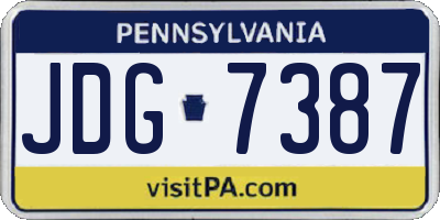 PA license plate JDG7387