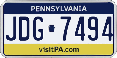 PA license plate JDG7494