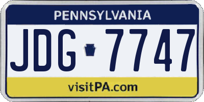 PA license plate JDG7747