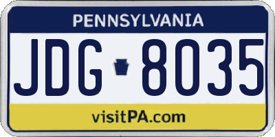 PA license plate JDG8035