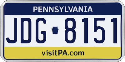 PA license plate JDG8151